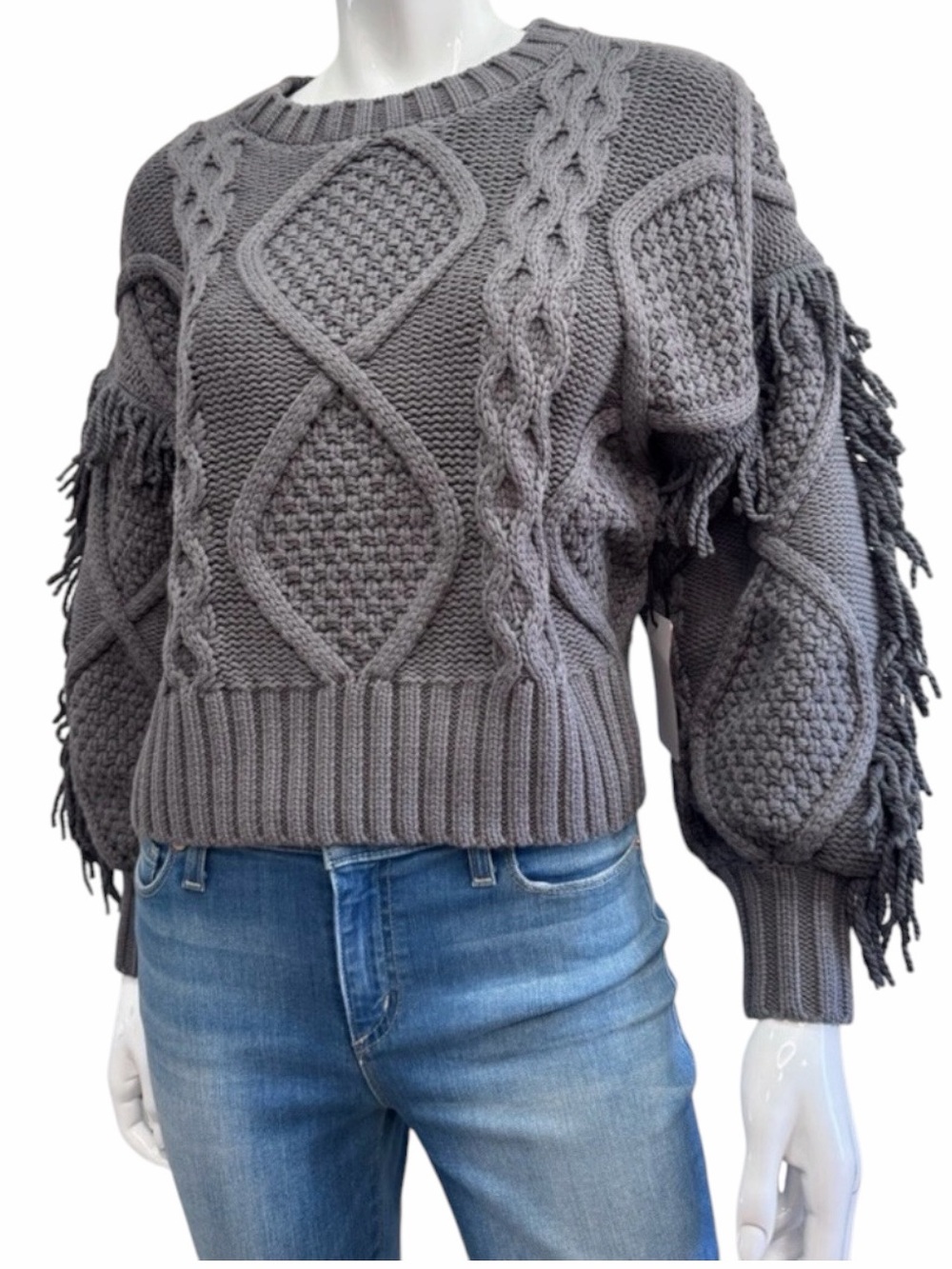 Line And Dot Women’s NWT “Jasper Fringe Sweater” In Charcoal Gray. Size XS. - Picture 11 of 14